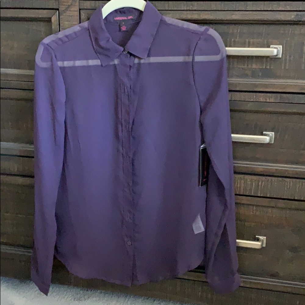 Material Girl sheer button up top- sz small